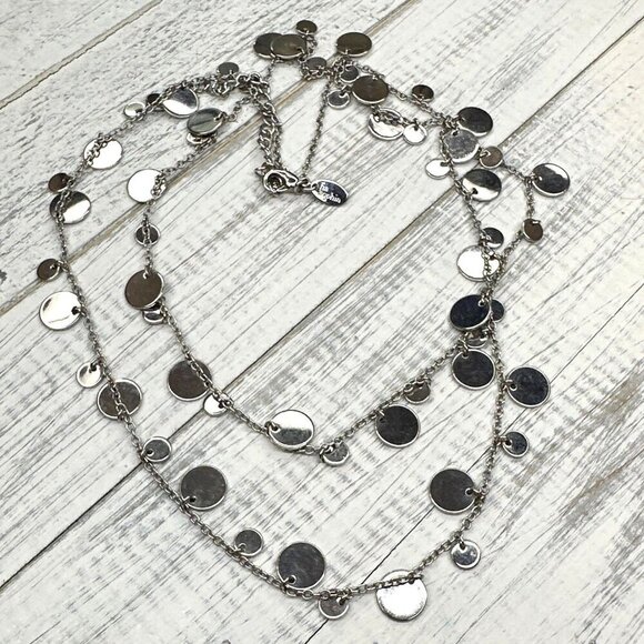 Lia Sophia Reflection Panorama Silver Tone Round Circle Discs Dangle Necklace - Picture 2 of 2